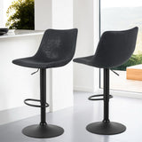 Artiss 4x Bar Stools Vintage Leather Swivel Gas Lift Black