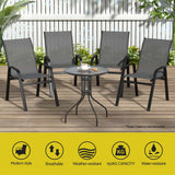 Gardeon 6PC Outdoor Dining Chairs Stackable Lounge Chair Patio Furniture Grey