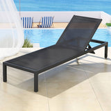 Gardeon Sun Lounge Outdoor Lounger Aluminium Folding Beach Chair Wheels Black