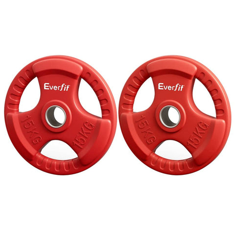 Everfit Weight Plates Standard 15kgx2 Dumbbell Barbell Plate Weight Lifting Home Gym Red