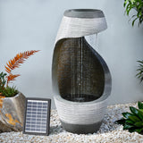 Gardeon Solar Fountain Water Feature Bird Bath Outdoor Garden Cascade 48CM Grey