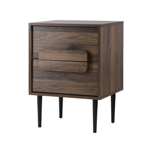 Artiss Bedside Table Nightstand 2 Drawers - Walnut