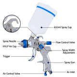 Giantz HVLP Air Spray Gun Gravity Feed Cup Nozzles Included