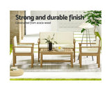 Gardeon Outdoor Sofa Set 4-Seater Acacia Wood Lounge Setting Table Chairs