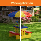 Keezi Kids Outdoor Table and Chairs Set Picnic Bench Umbrella Children Indoor