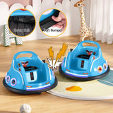 Kids Ride On Car Bumper Electric Toys Cars Light Remote Angry Birds Sticker Blue