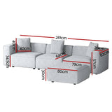 Artiss Modular Sofa Chaise Set 4-Seater Grey