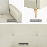 Artiss Sofa Bed Ottoman 200CM Beige Faux Linen