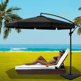 Instahut 3m Outdoor Umbrella w/Base Cantilever Garden Beach Patio Black