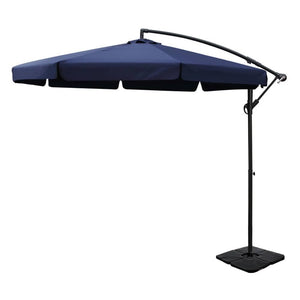 Instahut 3m Outdoor Umbrella w/Base Cantilever Garden Beach Patio Navy
