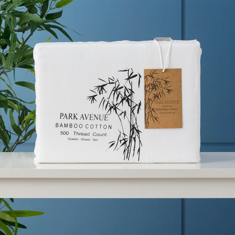 Bamboo Cotton 500 Thread Count White Sheet Sets by Park Avenue