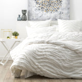 Chenille Wave 100% Cotton Vintage Washed White Tufted European Pillowcase by Cloud Linen