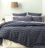 Chenille Wave 100% Cotton Vintage Washed Blue Tufted Quilt Cover Set by Cloud Linen