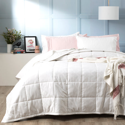 Josephine 500 TC Cotton Jacquard White Comforter Set by Ddecor Home