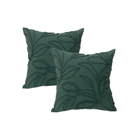 Riviera Teal Twin Pack Cotton Embroidered Cushion Polyester Filled by Cloud Linen