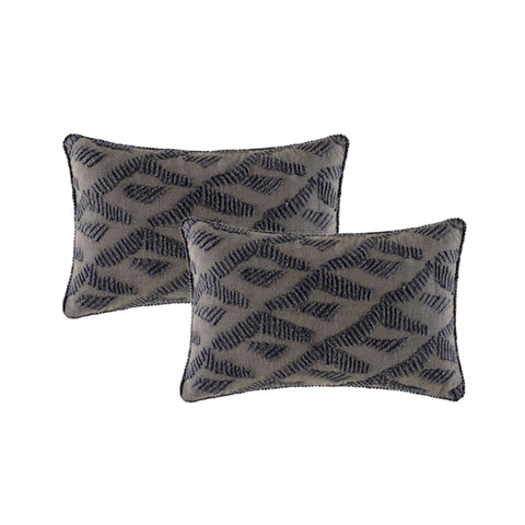 Lulu Grey Twin Pack Cotton Embroidered Cushion Polyester Filled by Cloud Linen