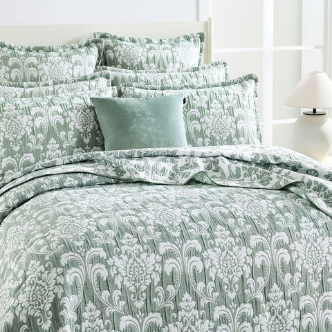 Tahlia Jacquard Jade Coverlet Set by Renee Taylor