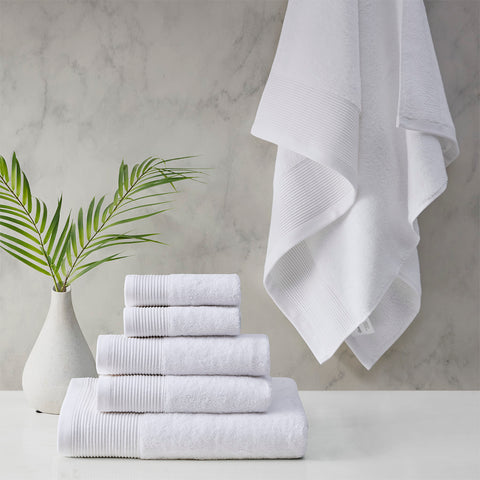 Retreat Cotton Tencel Antimicrobial 6 Piece White Towel Set by Cloud Linen