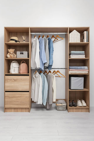 BASEL 2M WALK IN WARDROBE KIT - FLUTED - NATURAL OAK