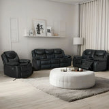 Mendel 3-Piece Super Fibre Leather Recliner Lounge Suite Black