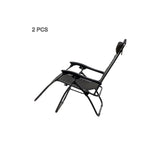 2 Pcs Zero Gravity Folding Reclining Chair (Black)