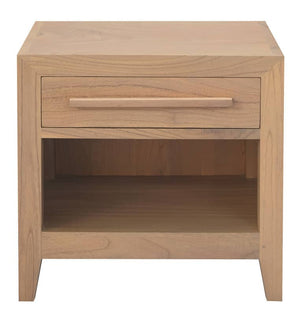 Dion 1-Drawer Solid Mindi Bedside Table (Natural)