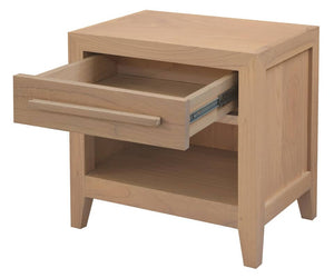 Dion 1-Drawer Solid Mindi Bedside Table (Natural)