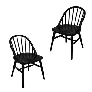 Vera Solid Oak Dining Chair - Set of 2 (Black)