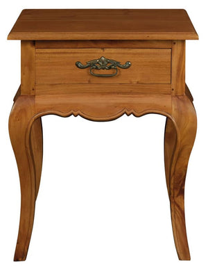 French Provincial 1 Drawer Lamp Table (Light Pecan)