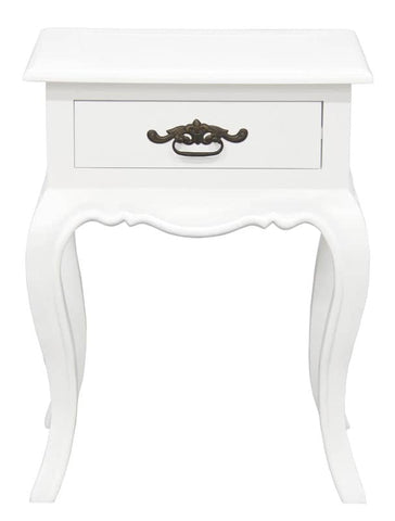 French Provincial 1 Drawer Lamp Table (White)