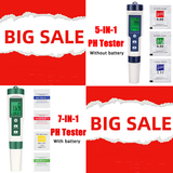 Set 7 In 1 and 5 in 1 PH Meter TDS/EC/Salt/Temp Water Quality Monitor Tester Pen