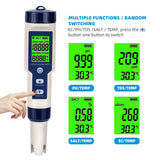 Set 7 In 1 and 5 in 1 PH Meter TDS/EC/Salt/Temp Water Quality Monitor Tester Pen