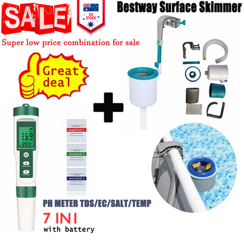 7 in 1 PH Meter Water Quality Monitor Tester Pen and one Bestway Surface Skimmer