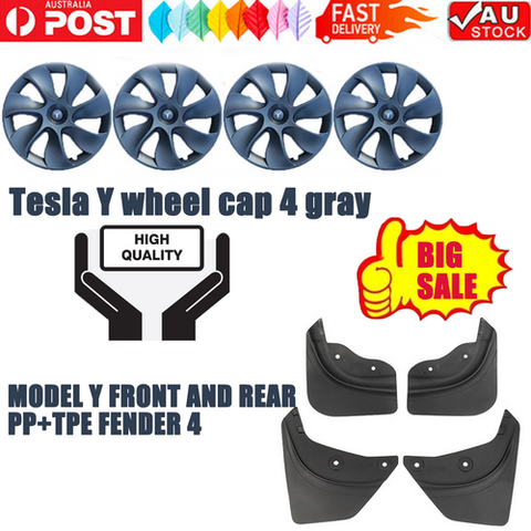 Tesla Y wheel cap 4 gray and model Y front and rear PP TPE fender 4