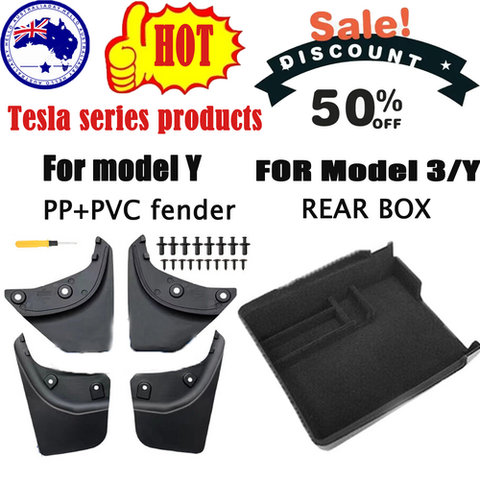 Tesla model Y front and rear PP PVC fender 4 and fit Model 3/Y central control rear storage box push-pull