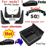 Tesla model 3 front and rear PP PVC fender 4 installation and fit Model 3/Y central control front storage box push-pull