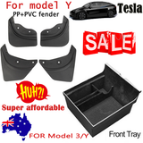 Tesla model Y front and rear PP PVC fender 4 installation and fit Model 3/Y central control front storage box push pull