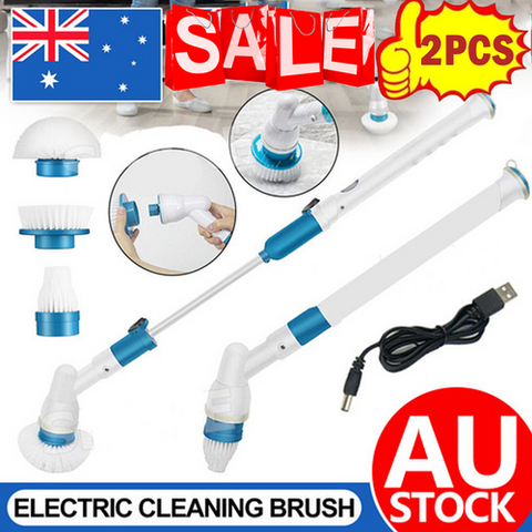 2PCS Rechargeable Spin Scrubber Electric Turbo Scrub Cleaning Brush Cordless Kit