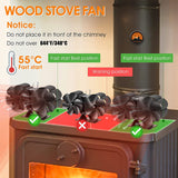 12Blade Fan Heat Self-Powered Wood Stove Top Burner Fireplace Silent Eco Heater