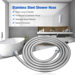 5 FT Handheld Shower Head Hose 1.5m Bathroom Stainless Steel Shower Water Tube