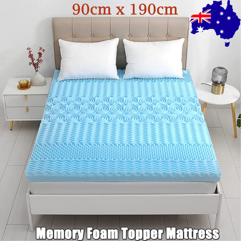 7 Zone Memory Foam Topper Mattress Toppers Cool Gel Pad Mat Medium Firm 8cm Thick 90cm x 190cm