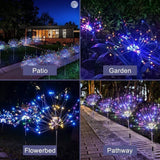 Colourful Fireworks 120 LED Fairy String Lights Starburst Solar Xmas Garden Night Lamp Hot NEW