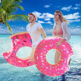 Pink Inflatable Giant Donut Raft Swim Ring Float Swimming Pool Beach Lounge Pink Coff 120CM