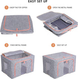 Foldable Storage Box Crushed Steel Frame Clothes Quilt Toys Organizer 100L Random color