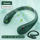 5000mAh Mini Neck Fan Bladeless Foldable Portable Quiet Rechargeable 360degree Cooler random color