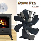 6 Blades Fireplace Stove Fan Heat Cocoon Self-Powered Wood Top Burner Eco Heater