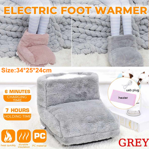 Grey ELECTRIC HEATED FOOT COMFORT WARMER Feet Boots Slipper Tools Heating Socks Shoe