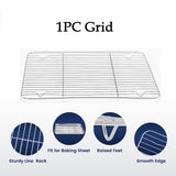 1pc Stainless Steel Baking Pan Toaster Oven Pans Grid Baking Dish BBQ Cookie Cake, 30*24cm