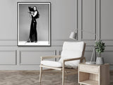 Wall Art 100cmx150cm Cher Music Black and White, Black Frame Canvas