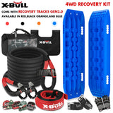 X-BULL 4X4 Recovery Kit Kinetic Recovery Rope Snatch Strap With 2PCS Recovery Tracks 4WD Gen2.0 Blue